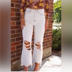 Vervet Vintage Super High Rise Distressed Light Blue Jeans